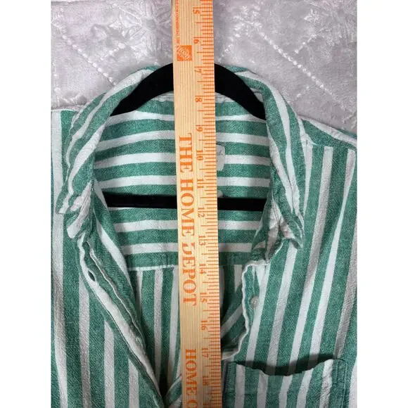 Universal Thread XXL Linen Blend Striped Button Down Shirt Green White Relaxed - Picture 9 of 10